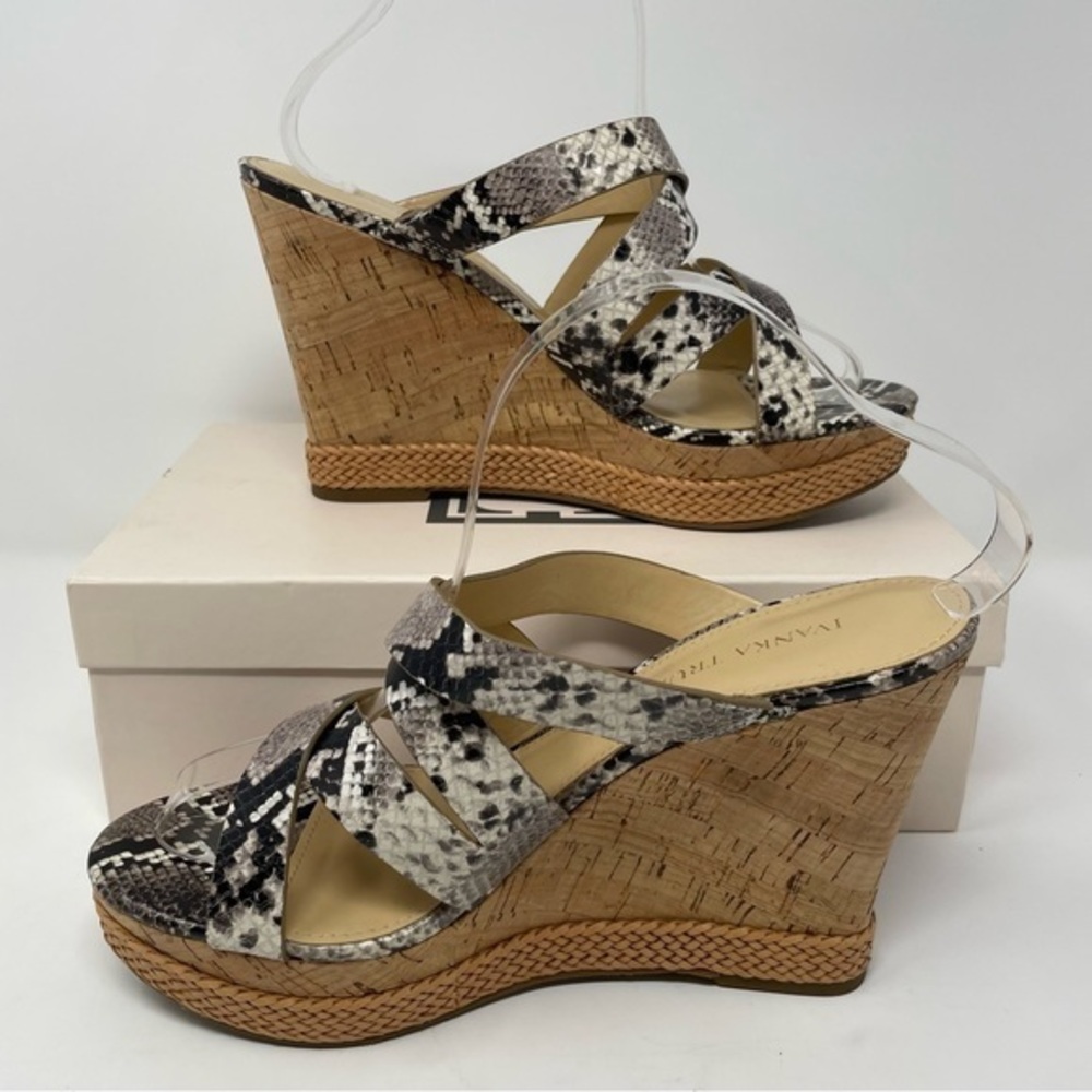 Ivanka Trump | Faux Snake Skin Open Toe Wedge Womens Size